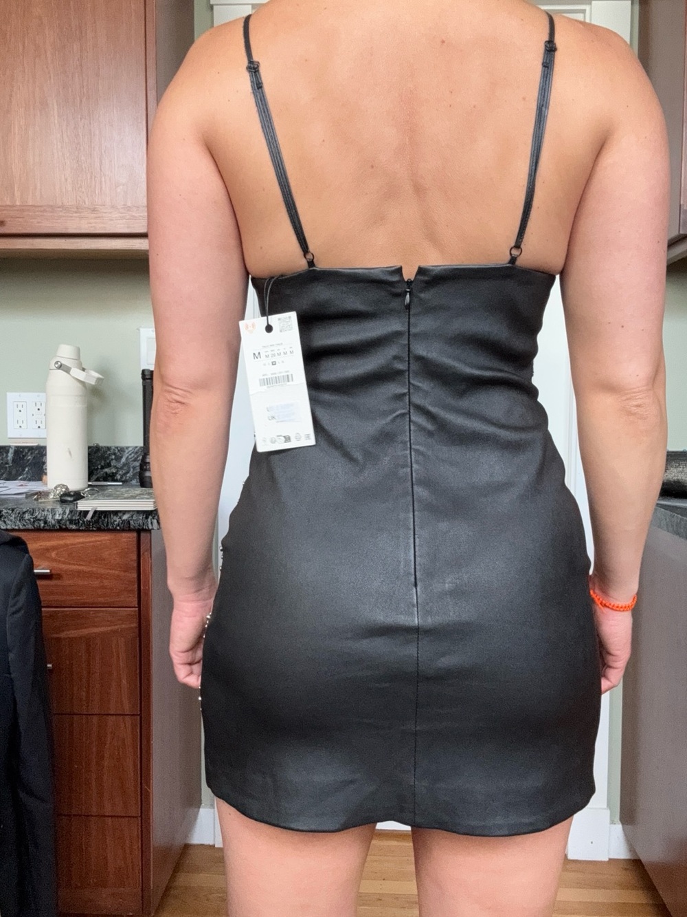 Zara Black Studded Real Leather Mini Dress - Picture 9 of 14